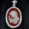 3.74 G.Resin Lady in Flower Mother of Pearl Cameo 925 Sterling Silver Pendant