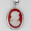 3.55 G. Real 925 Sterling Silver Pendant Jewelry Resin Woman Cameo Beautiful