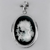 925 Sterling Silver Lady Carrying Angel in Flower Cameo Pendant
