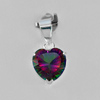 2.03 G. Heart Concave Cut Mystic Green Quartz Real 925 Sterling Silver Pendant