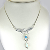 12.60 G. Real 925 Sterling Silver Necklace 22 Inch. Multi Color Created Opal