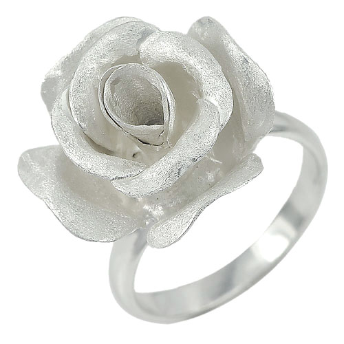 925 Sterling Silver Ring Jewelry 6.45 Grams Beautiful Rose Design Size 8