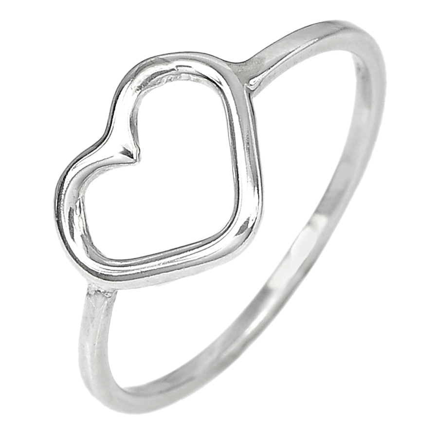 1.03 G. Real 925 Sterling Silver Jewelry Heart Design Ring Size 8