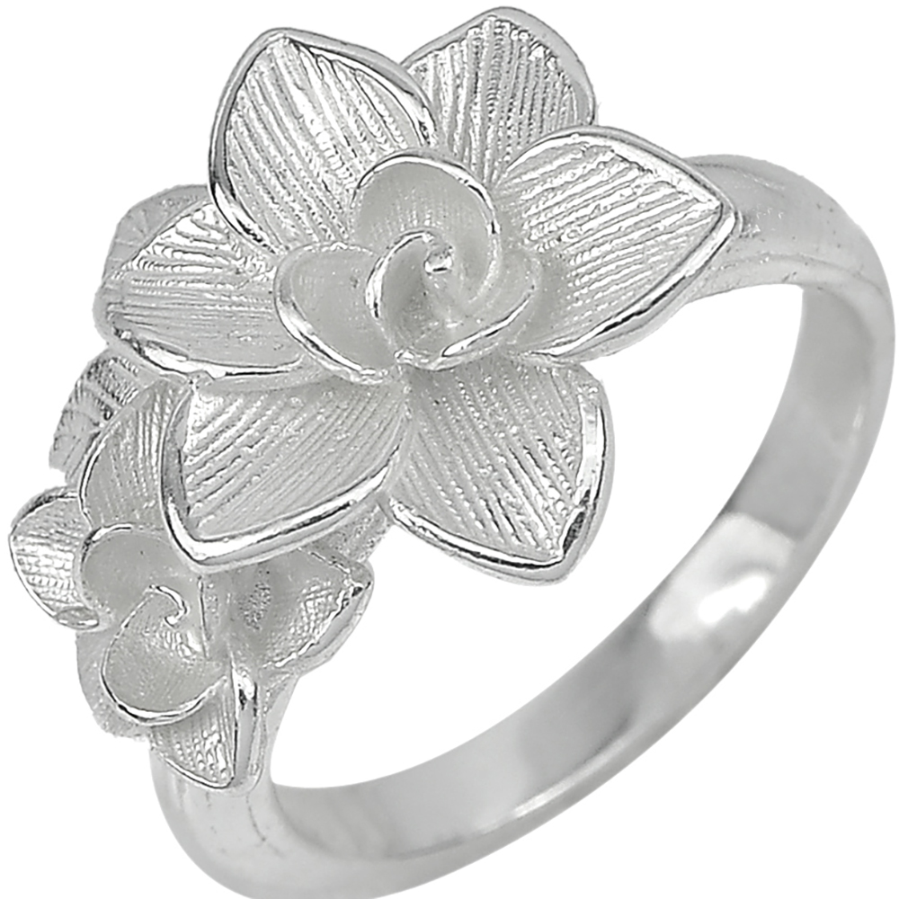 925 Sterling Silver Ring Jewelry Beautiful Flowers Design 5.01 G. Size 8