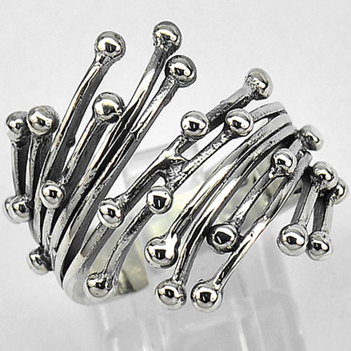925 Sterling Silver Oxidize Ring Jewelry Modern Design Weight 6.60 G. Size 7