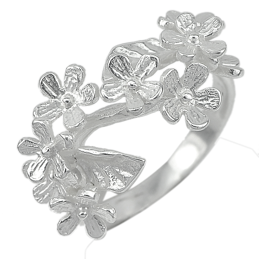 925 Sterling Silver Ring Jewelry Beautiful Flower Design Size 8