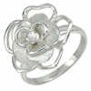 4.18 G. Flower Design Real 925 Sterling Silver White Gold Plated Ring Size 7