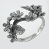 925 Sterling Silver Oxidize Ring Jewelry Beautiful Flowers Design Size 7