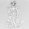 2.22 G. Real 925 Sterling Silver Pendant Lovely Cat Jewelry Size 33 x 25 Mm.