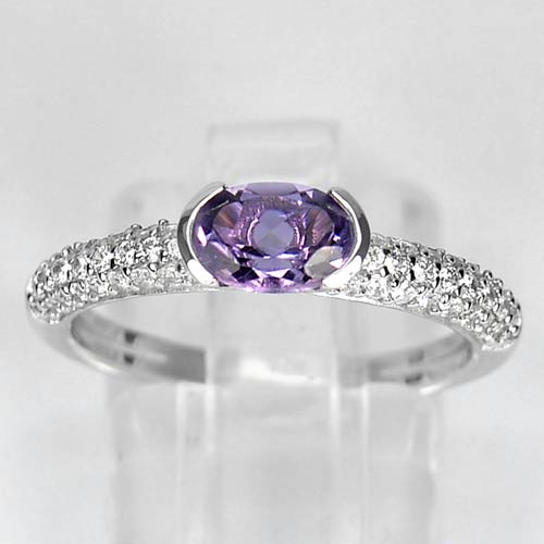 2.16 G. Natural Gemstone Amethyst Real 925 Sterling Silver Jewelry Ring Size 7