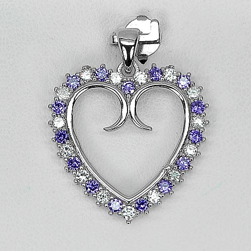 3.03 G. Natural Purple Amethyst Real 925 Sterling Silver Jewelry Heart Pendant