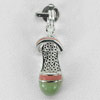 925 Sterling Silver Pendant Open Heel Shoe Green Pink Enamel Design 1.81 Grams