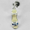 3.17 G. Modern Design Open Heel Shoe Cream Enamel 925 Sterling Silver Pendant