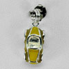 Car Yellow Enamel 925 Sterling Silver Pendant Jewelry Size 18 x 9 Mm.