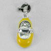 Lovely One Shoe Yellow Enamel 925 Sterling Silver Jewelry Pendant 18.7 x 8.8 Mm.