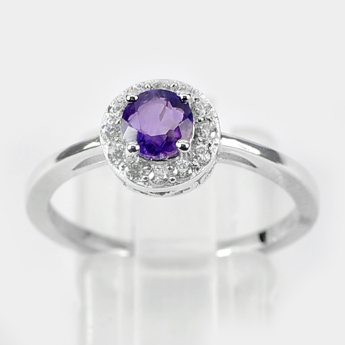 2.16 G. Natural Gemstone Amethyst Real 925 Sterling Silver Ring Size 7.5
