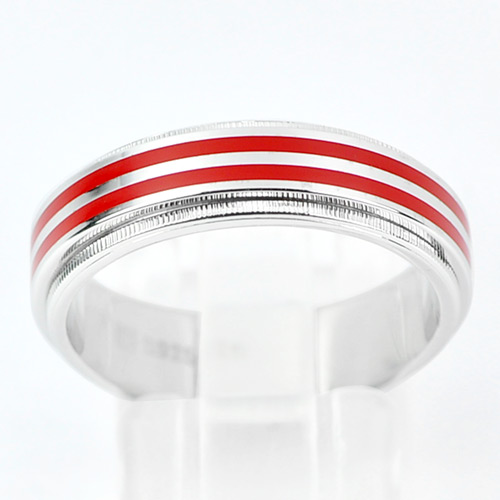 925 Sterling Silver Ring Jewelry With Red Enamel Beautiful Design Size 9