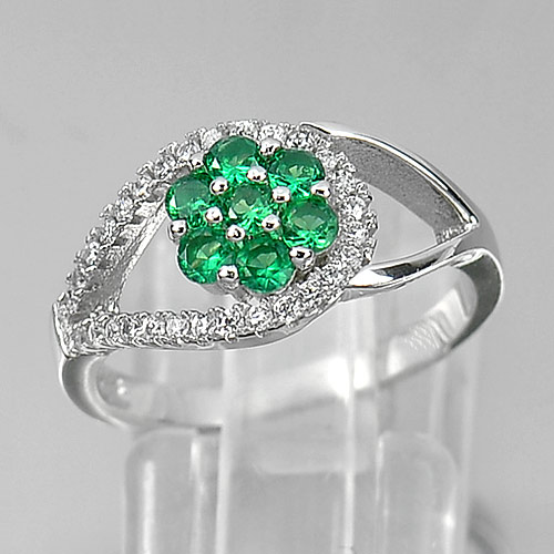 3.19 G. Cubic Zirconia Green Real 925 Sterling Silver Fine Jewelry Ring Size 6