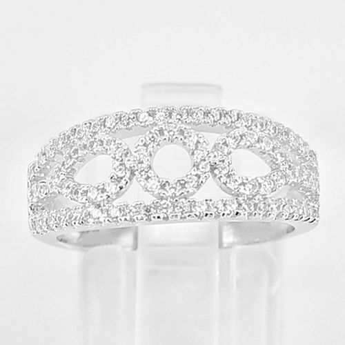 3.19 G. Round Shape White CZ Real 925 Sterling Silver Jewelry Ring Size 6.5