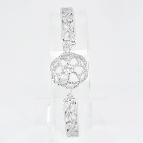 Fashion Design 925 Sterling Silver Jewelry Bangle Diameter 59 mm.