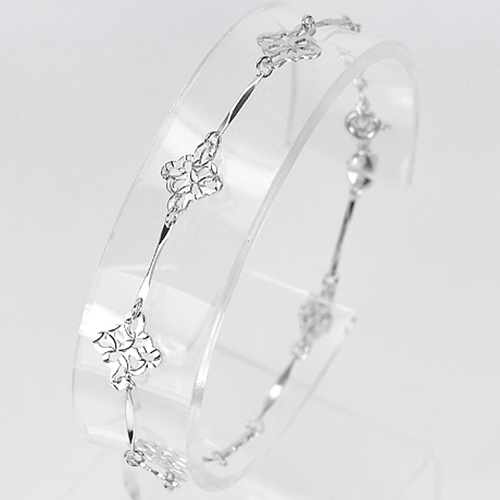 925 Sterling Silver Bracelet Jewelry Beautiful Flower Design Length 7 Inch.