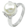 White Pearl Real 925 Sterling Silver 4.64 G. Round Cabochon Ring Size 7 Natural