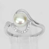 Natural White Pearl Good Jewelry Real 925 Sterling Silver Ring Size 7.5