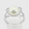925 Sterling Silver Ring Jewelry with Natural White Pearl and CZ Size 8
