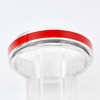 925 Sterling Silver Wedding Band Ring Jewelry with Red Enamel 3.69 G. Size 8