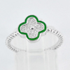 925 Sterling Silver Ring Jewelry with CZ Band Flower Green Enamel Size 5.5