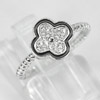 925 Sterling Silver Ring Jewelry with CZ Flower Black Enamel Design Size 5