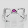 Real 925 Sterling Silver White Gold Plated Attractive Ring Size 7 with Pink Cz