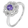 925 Sterling Silver Ring Jewelry with Natural Purple Amethyst and CZ Size 7