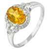 925 Sterling Silver Ring Jewelry with Natural Yellow Citrine and CZ Size 8