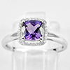 925 Sterling Silver Jewelry Ring Natural Purple Amethyst with CZ Size 7