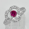 Round Pink CZ Triple Semicircle Real 925 Sterling Silver Ring Jewelry Size 5.5