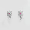 1 Pair Square with Round White Cz Real 925 Sterling Silver Jewelry Loop Earrings