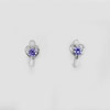 1.62 G.Real 925 Sterling Silver Jewelry Loop Earrings with Round Shape Purple CZ