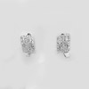Real 925 Sterling Silver White Gold Plated Loop Earrings with White Round Cz