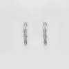 Round White CZ Real 925 Sterling Silver Jewelry Loop 1.65 G. Earrings 15 x 2 Mm.