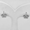 925 Sterling Silver Jewelry Loop Earrings Flower Design Good Round White CZ