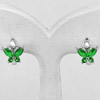 2.78 G. Real 925 Sterling Silver Jewelry Loop Earrings Green CZ