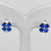 Beautiful Heart Blue CZ Real 925 Sterling Silver Loop Earrings Flower Jewelry
