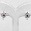 Real 925 Sterling Silver Jewelry Beautiful Loop Earrings with Round Pink CZ