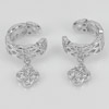 2.90 G. Lovely Round White CZ Real 925 Sterling Silver Jewelry Cuff Earrings