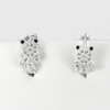 925 Sterling Silver Earrings Jewelry Fish Design with Round Black White CZ