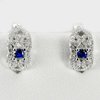 3.40 G. Round Sape Blue CZ Real 925 Sterling Silver Earrings Jewelry 9 x 7 Mm.