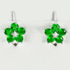 925 Sterling Silver Earrings Jewelry with Round Shape Green CZ Flower Design