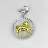 Zodiac Animal For Sign Goat Real 925 Sterling Silver Two Color Pendant 2.01 G.