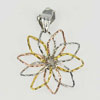 1.10 G. Flower Shape Real 925 Sterling Silver Three Color Jewelry Pendant